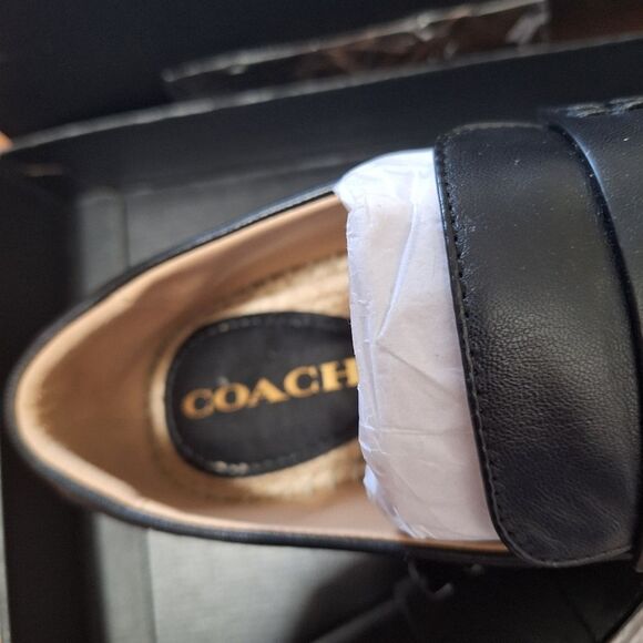 Coach Camilla Womens Leather Loafers Espadrille Academia Preppy Office Black 5.5 - Picture 8 of 10